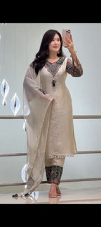Banarasi Silk Kurti Pant Dupatta Set