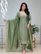 Special PURE MALAY GLASS TISSUE WITH KANJIVARAM HANDK WORK NACK 3 piece Set collection is Arrived