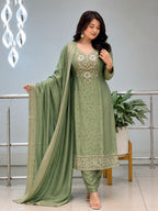 Special PURE MALAY GLASS TISSUE WITH KANJIVARAM HANDK WORK NACK 3 piece Set collection is Arrived