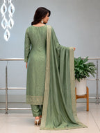 Special PURE MALAY GLASS TISSUE WITH KANJIVARAM HANDK WORK NACK 3 piece Set collection is Arrived