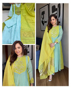 Đěsigner Festival Special Pure Mul Chanderi With Jequard Wiving Lagadi Duppata  & Pent Suit Set